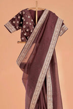 Meherbano Organza Silk Diamond Work Saree with Embroidered Blouse