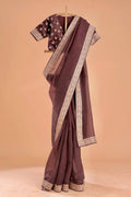 Meherbano Organza Silk Diamond Work Saree with Embroidered Blouse