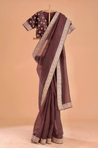 Meherbano Organza Silk Diamond Work Saree with Embroidered Blouse