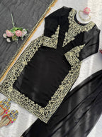 Gulraiz Georgette Heavy Embroidered Kurti Palazzo Set with Dupatta