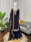 Gulraiz Georgette Heavy Embroidered Kurti Palazzo Set with Dupatta