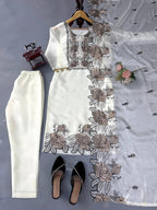 Vanshika JMC Silk Embroidered & Fancy Lace Suit Set with Pant & Dupatta