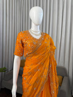 Heerangi Fendy Silk Beads & Sequins Saree with Heavy Work Blouse