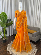 Heerangi Fendy Silk Beads & Sequins Saree with Heavy Work Blouse