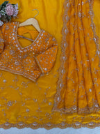 Heerangi Fendy Silk Beads & Sequins Saree with Heavy Work Blouse