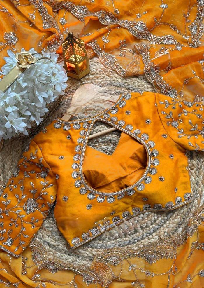 Heerangi Fendy Silk Beads & Sequins Saree with Heavy Work Blouse