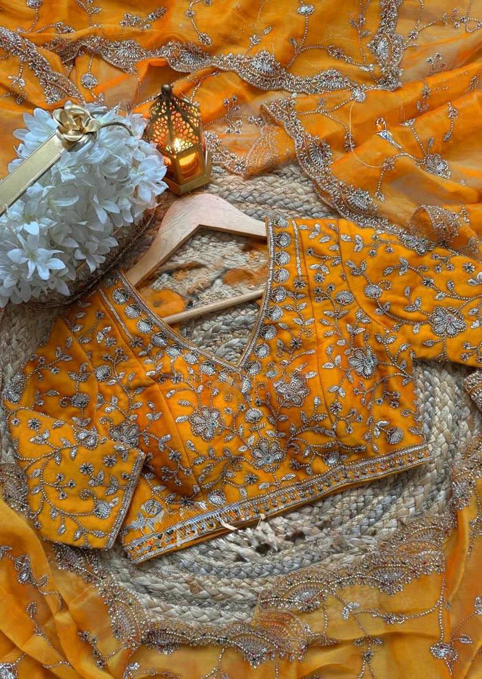 Heerangi Fendy Silk Beads & Sequins Saree with Heavy Work Blouse