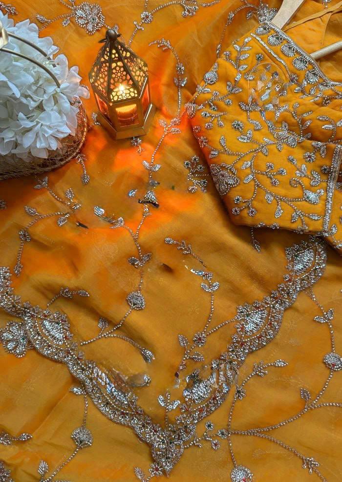 Heerangi Fendy Silk Beads & Sequins Saree with Heavy Work Blouse