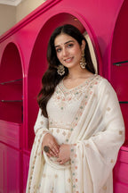 Zarlisha Blooming Sequins & Zari Embroidered Kurti with Pant & Lace Work Dupatta