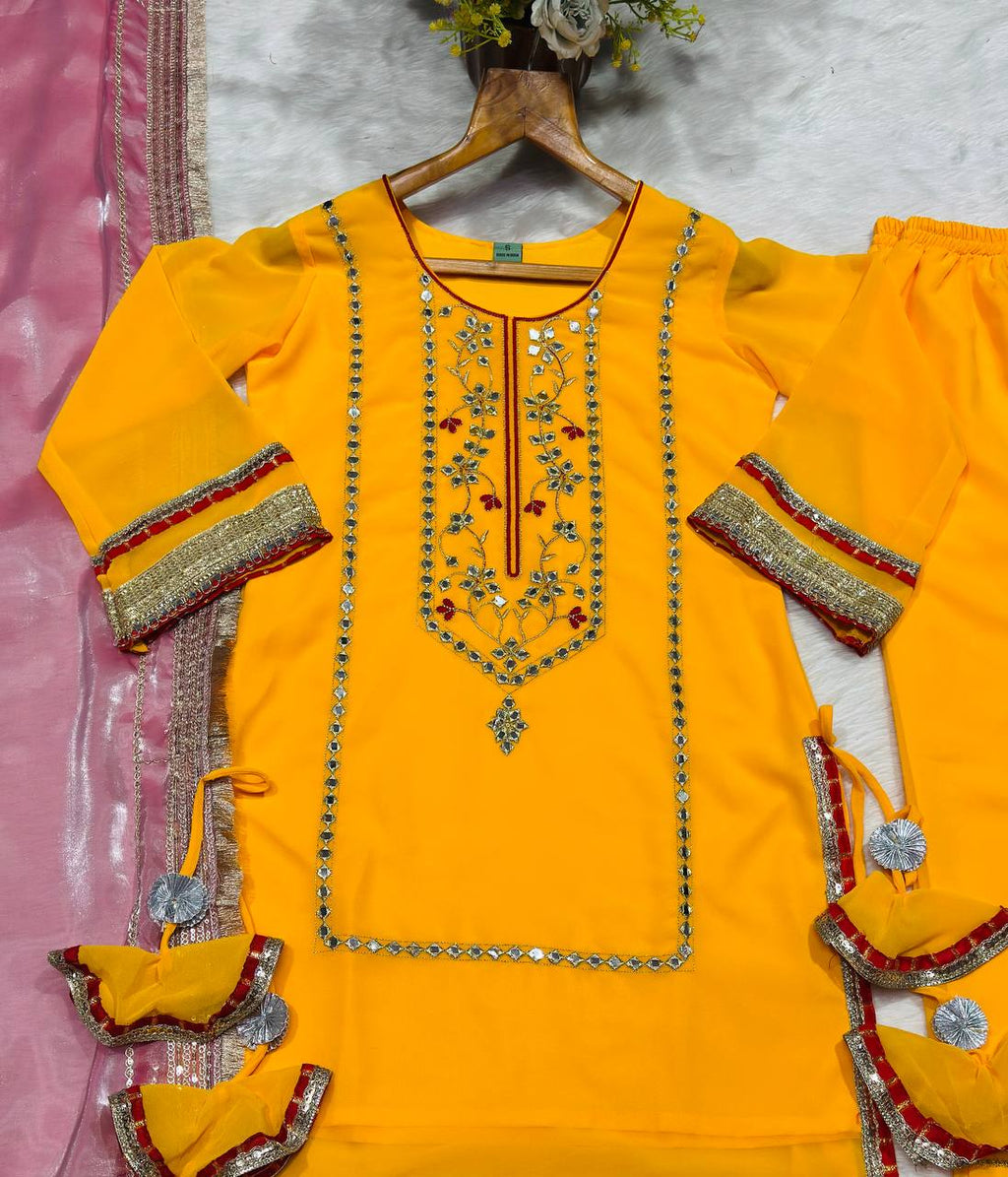 Gulbahaar Designer Sharara Set with Embroidered Sleeves & Dupatta
