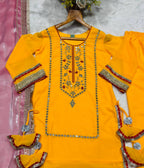 Gulbahaar Designer Sharara Set with Embroidered Sleeves & Dupatta