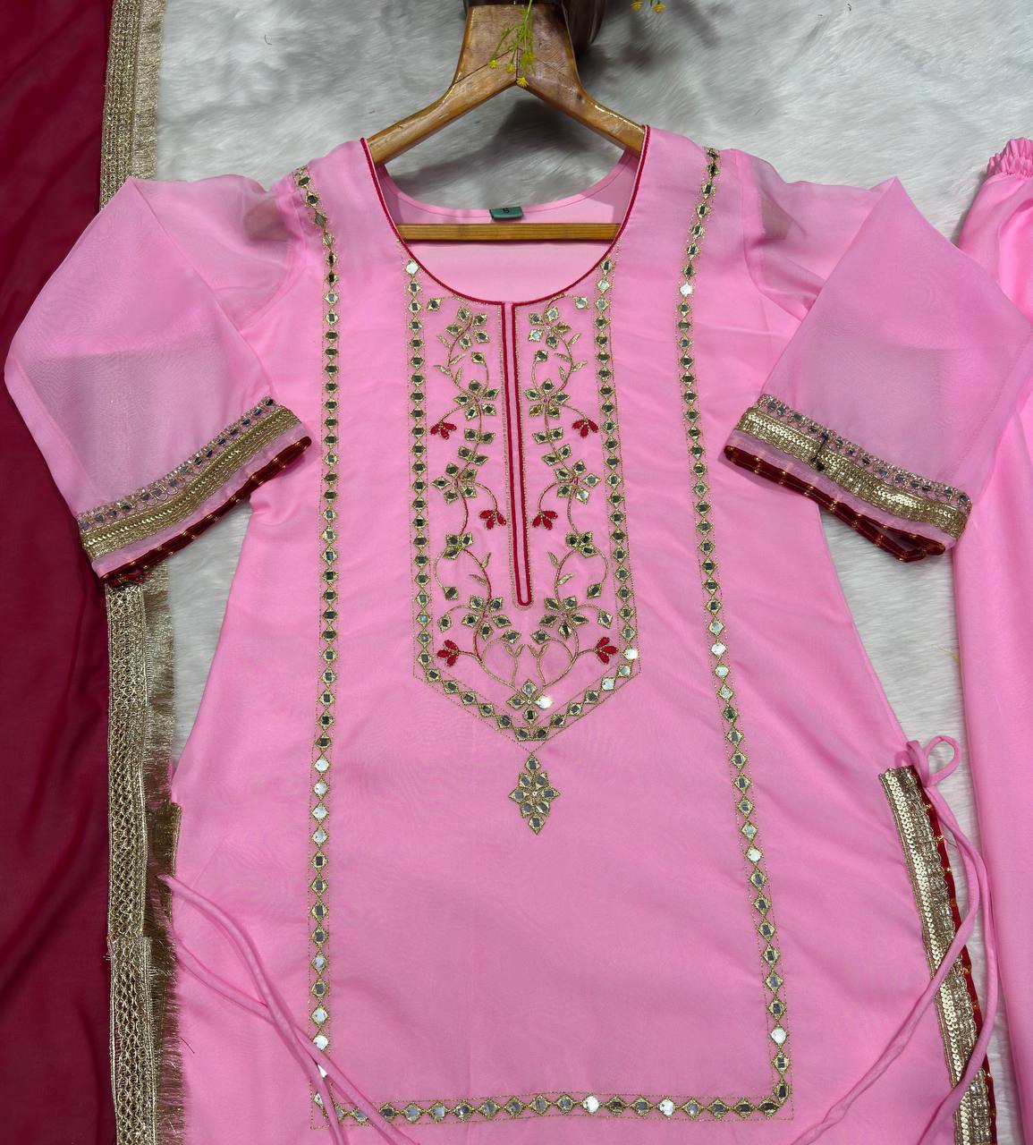 Gulbahaar Designer Sharara Set with Embroidered Sleeves & Dupatta