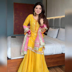 Gulbahaar Designer Sharara Set with Embroidered Sleeves & Dupatta
