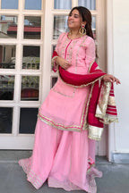 Gulbahaar Designer Sharara Set with Embroidered Sleeves & Dupatta