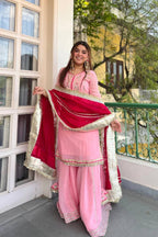Gulbahaar Designer Sharara Set with Embroidered Sleeves & Dupatta
