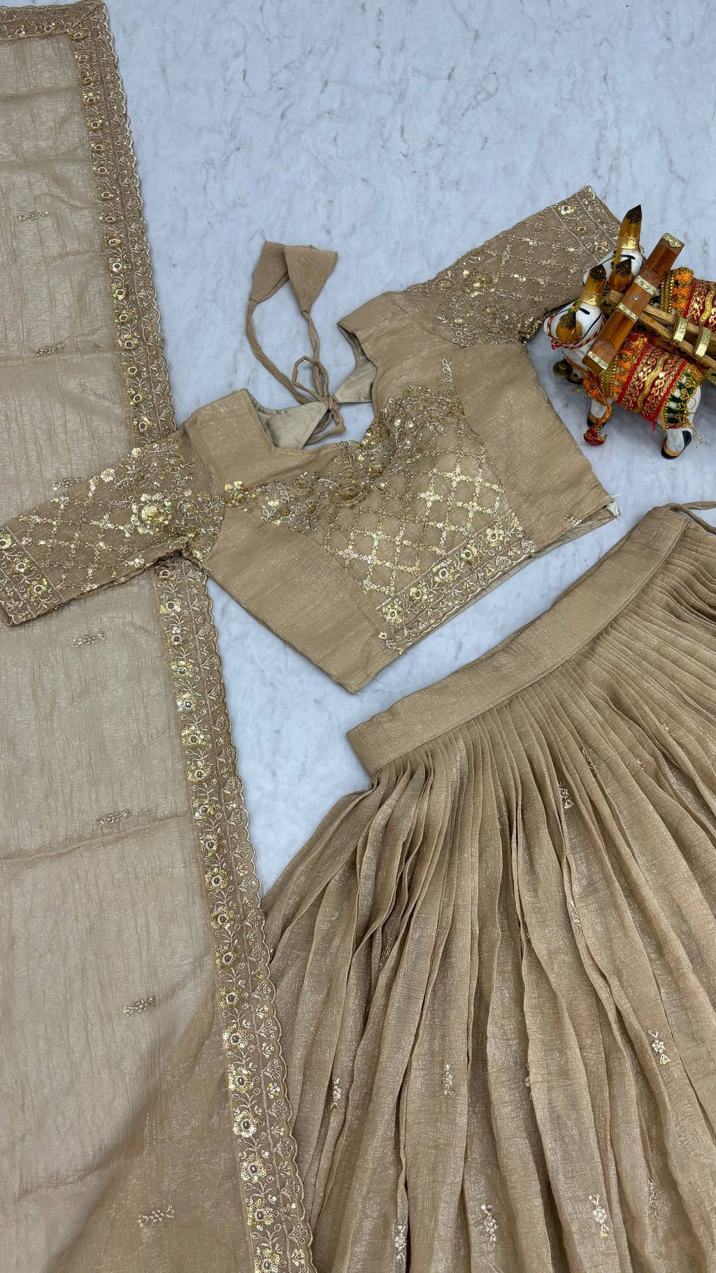 Rajvanshi Crunchy Silk Embroidered Lehenga Set with Choli & Dupatta