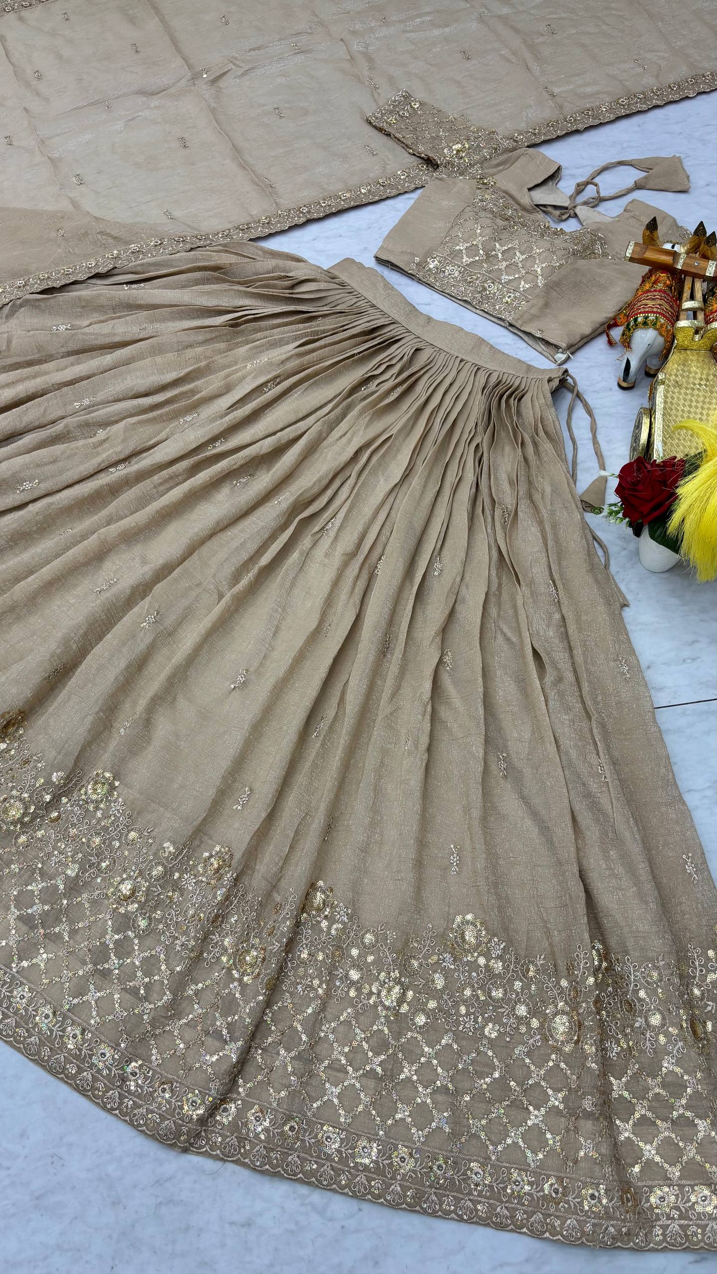 Rajvanshi Crunchy Silk Embroidered Lehenga Set with Choli & Dupatta