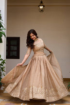 Rajvanshi Crunchy Silk Embroidered Lehenga Set with Choli & Dupatta