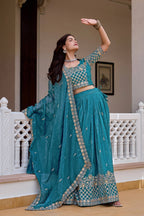 Rajvanshi Crunchy Silk Embroidered Lehenga Set with Choli & Dupatta