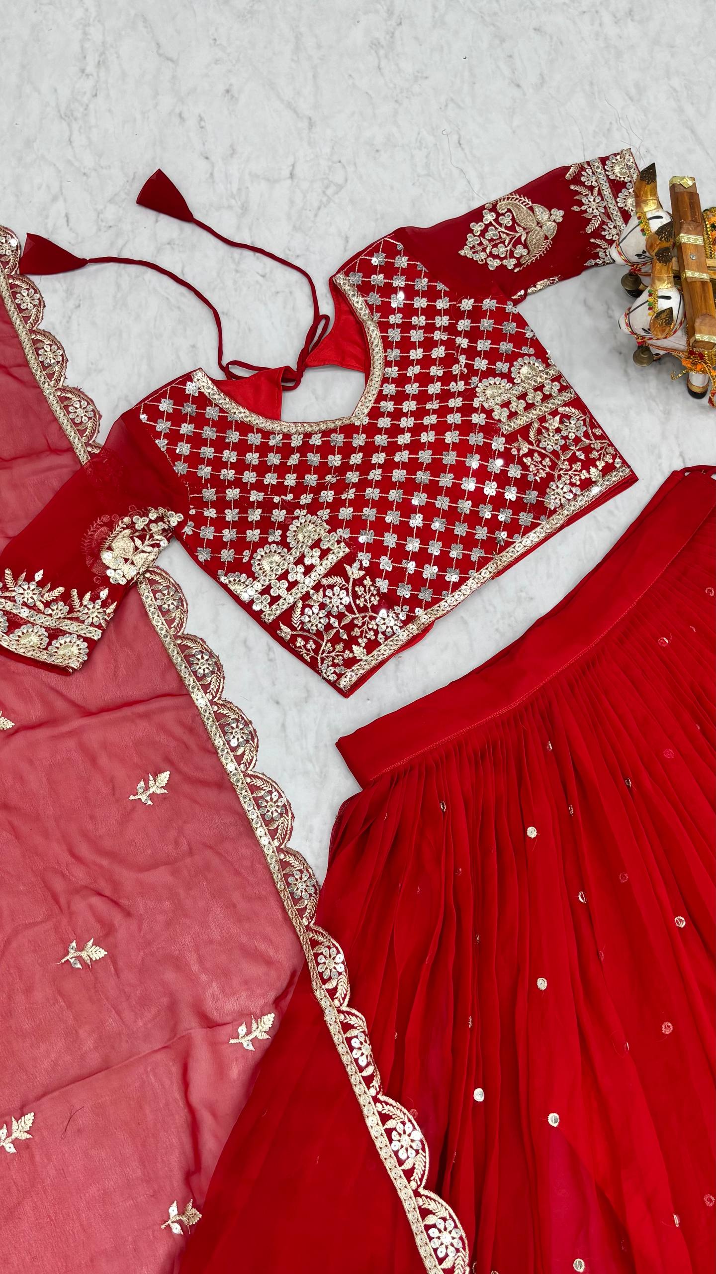 Surmayi Georgette Sequins Embroidered Lehenga Choli Set with Dupatta