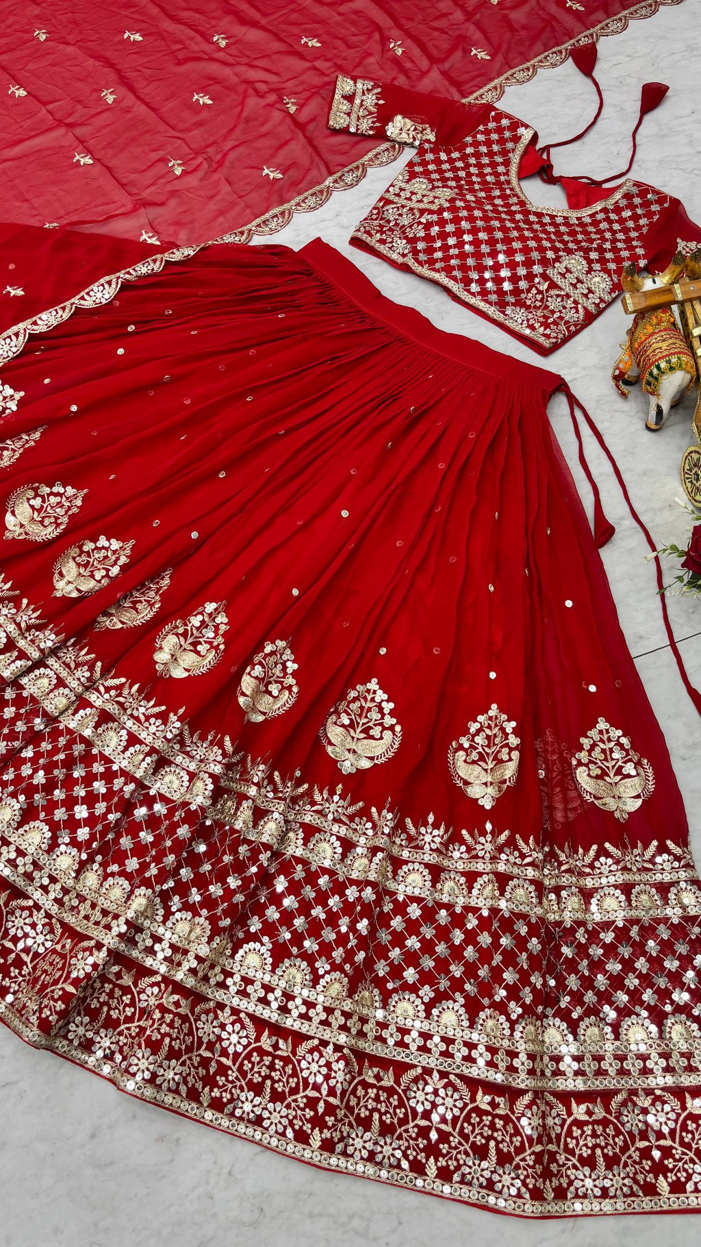 Surmayi Georgette Sequins Embroidered Lehenga Choli Set with Dupatta