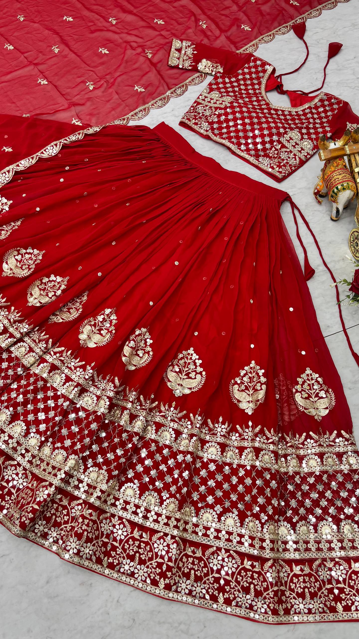 Surmayi Georgette Sequins Embroidered Lehenga Choli Set with Dupatta