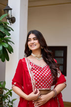 Surmayi Georgette Sequins Embroidered Lehenga Choli Set with Dupatta