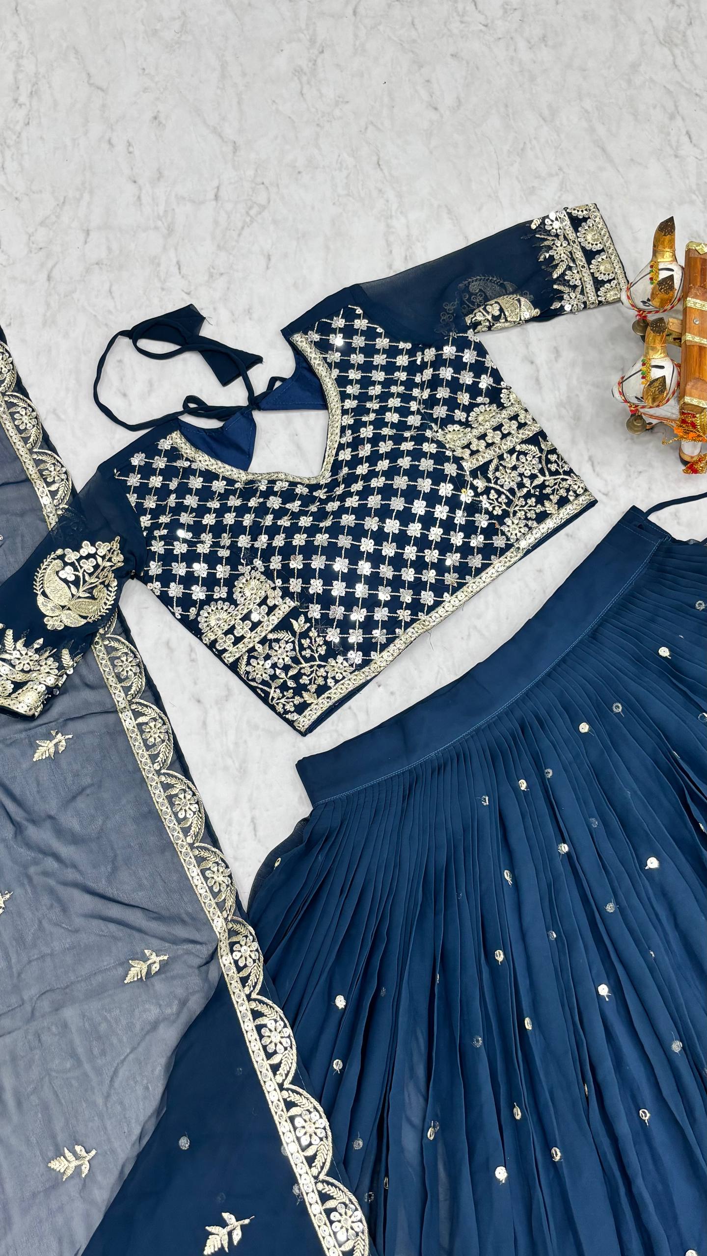 Surmayi Georgette Sequins Embroidered Lehenga Choli Set with Dupatta