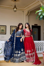 Surmayi Georgette Sequins Embroidered Lehenga Choli Set with Dupatta