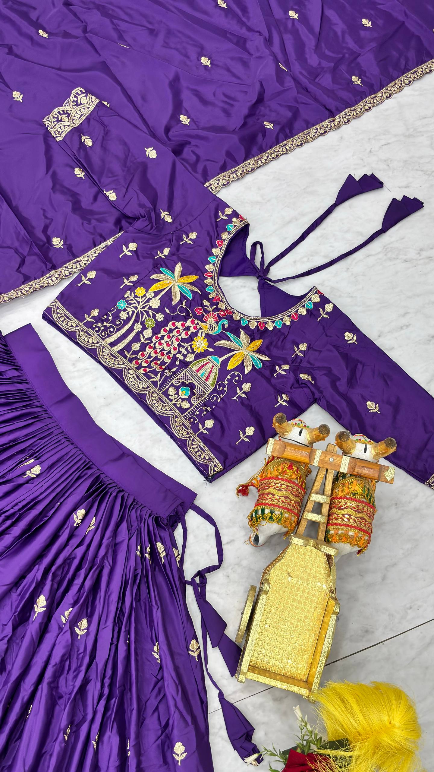 Ruhbaar Crepe Silk Embroidered Lehenga Set with Choli & Dupatta