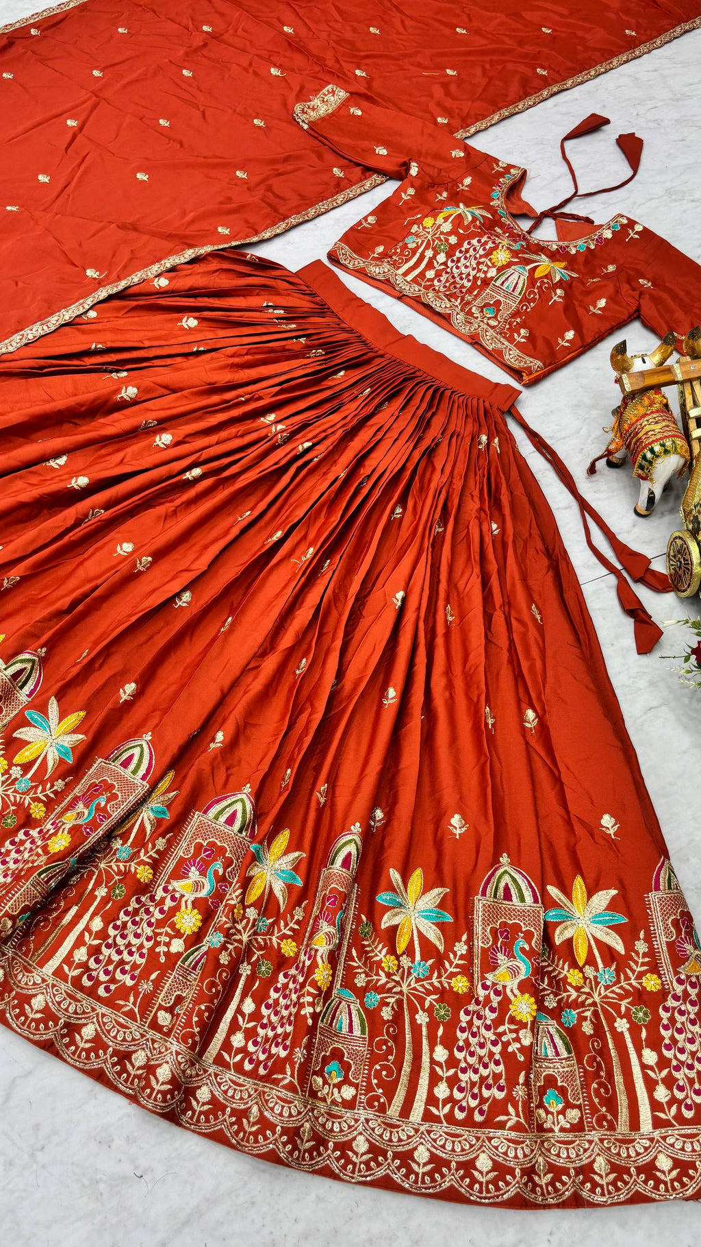 Ruhbaar Crepe Silk Embroidered Lehenga Set with Choli & Dupatta