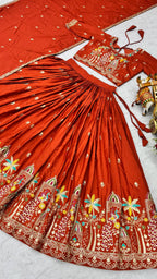 Ruhbaar Crepe Silk Embroidered Lehenga Set with Choli & Dupatta