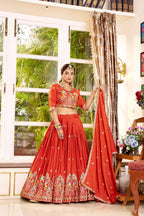 Ruhbaar Crepe Silk Embroidered Lehenga Set with Choli & Dupatta
