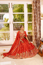 Ruhbaar Crepe Silk Embroidered Lehenga Set with Choli & Dupatta