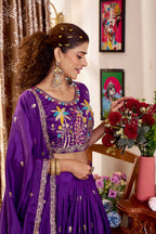 Ruhbaar Crepe Silk Embroidered Lehenga Set with Choli & Dupatta