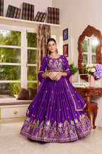 Ruhbaar Crepe Silk Embroidered Lehenga Set with Choli & Dupatta
