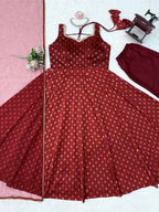 Pearlika Chanderi Jacquard Anarkali Set with Pearl Work Dupatta