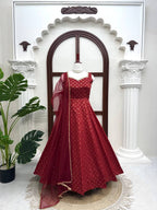 Pearlika Chanderi Jacquard Anarkali Set with Pearl Work Dupatta