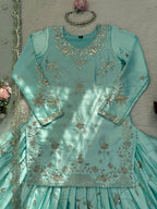 Rangmahi Japan Satin Embroidered Lehenga with Top & Dupatta