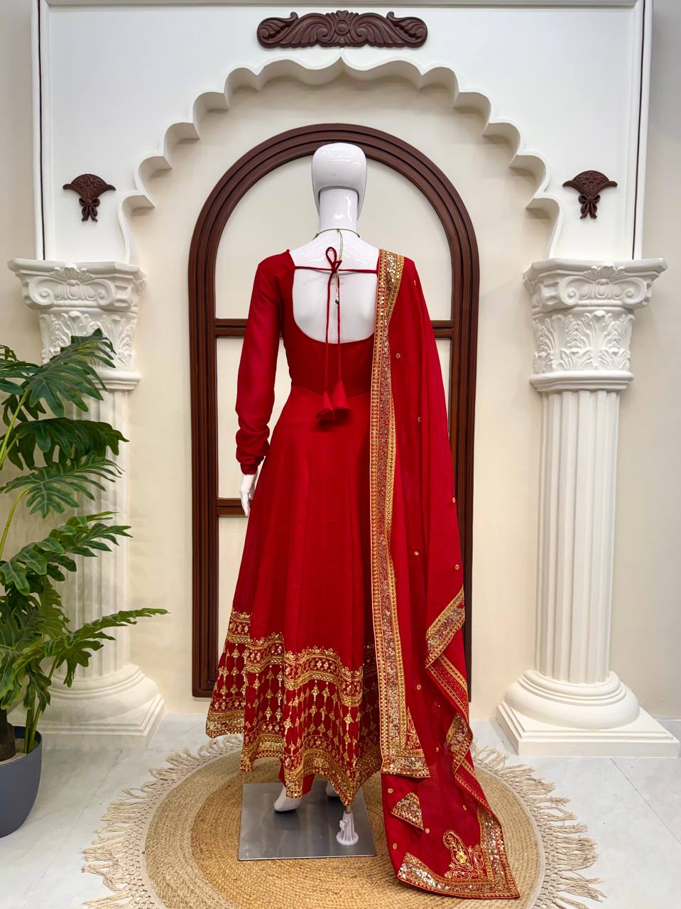 Manjari Vichitra Silk Thread & Sequins Embroidered Gown with Pant & Dupatta
