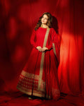 Manjari Vichitra Silk Thread & Sequins Embroidered Gown with Pant & Dupatta