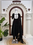 Aarzoi Vichitra Silk Thread & Sequins Embroidered Gown with Pant & Dupatta