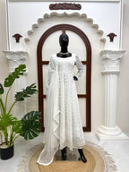 Aabroo Georgette Embroidered Gown with Dupatta & Crepe Silk Pant