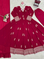 Zariya Georgette Thread & Sequins Anarkali Set with Pant & Dupatta