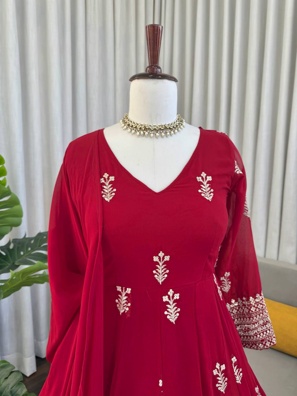 Zariya Georgette Thread & Sequins Anarkali Set with Pant & Dupatta