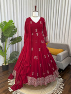 Zariya Georgette Thread & Sequins Anarkali Set with Pant & Dupatta