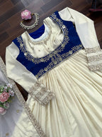 Mehira Chinon Silk Anarkali Set with Embroidered Koti & Dupatta