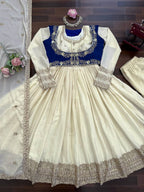 Mehira Chinon Silk Anarkali Set with Embroidered Koti & Dupatta