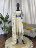 Mehira Chinon Silk Anarkali Set with Embroidered Koti & Dupatta