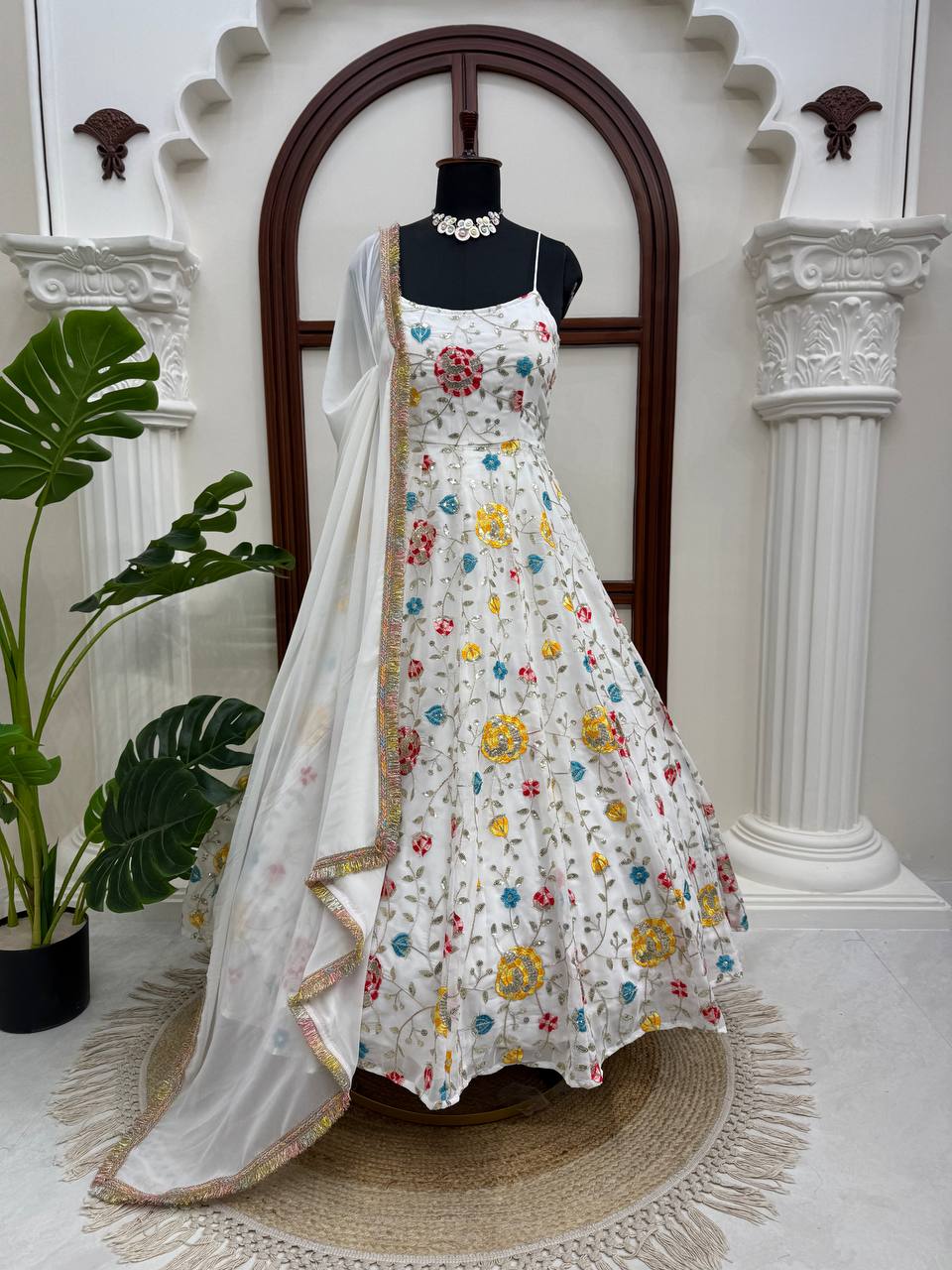 Sitara Georgette Embroidered Anarkali with Pant & Dupatta